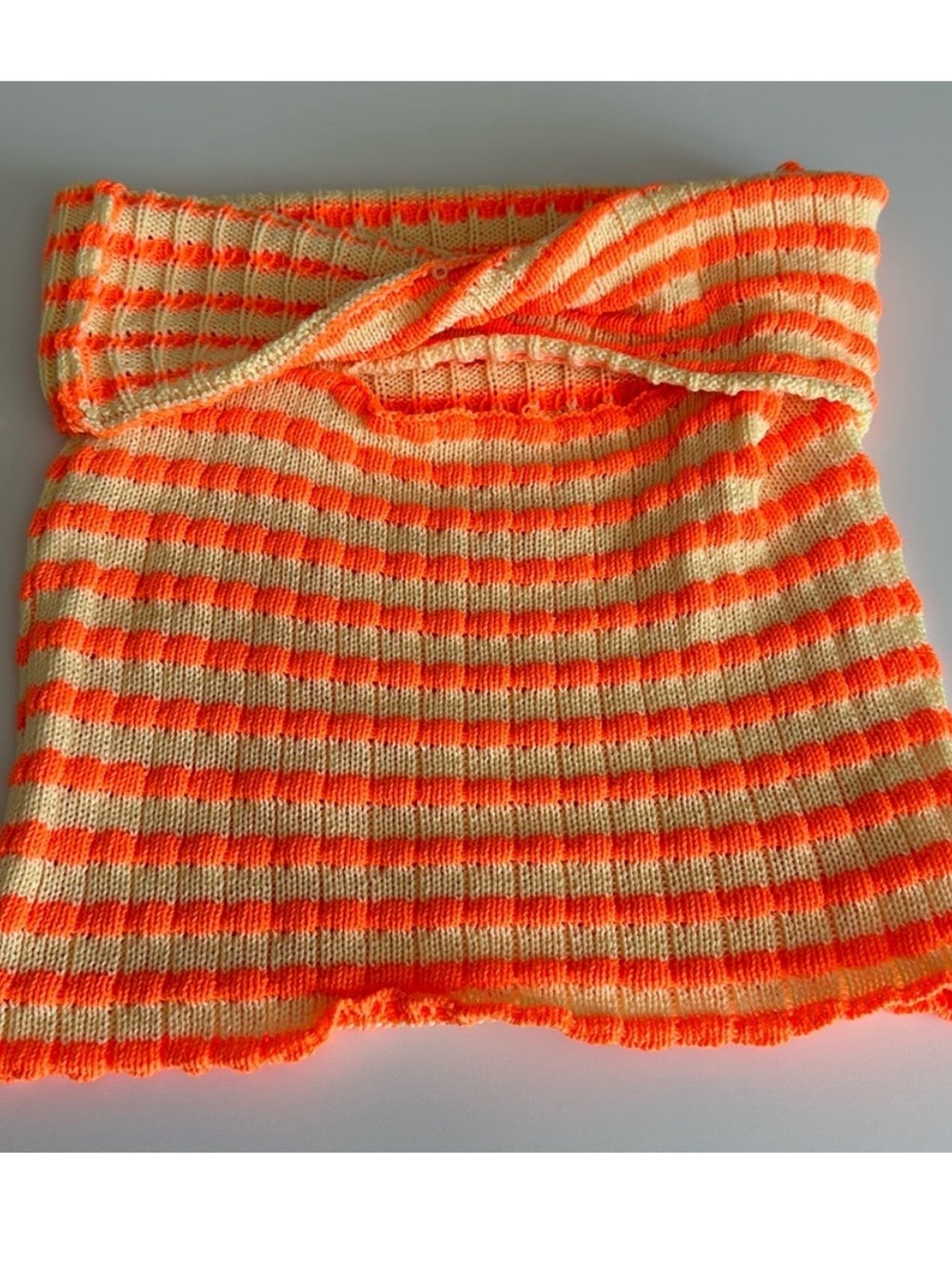 Women's Yellow and Orange Strapless Crop-Top